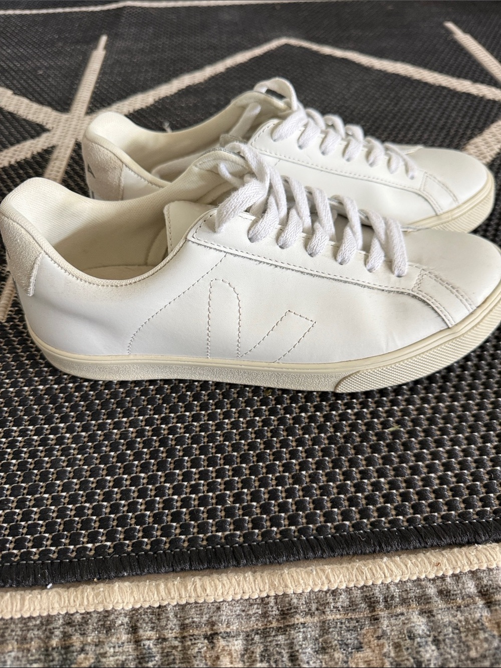 Veja White Low-Top Leather Sneakers